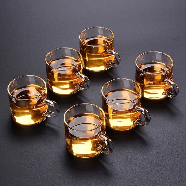 6PcsBox 100ML Household Thicken Glass Teacup Heat Resistant High Temperature Explosion Proof Coffee Milk Rose Flower Tea Cups 240805