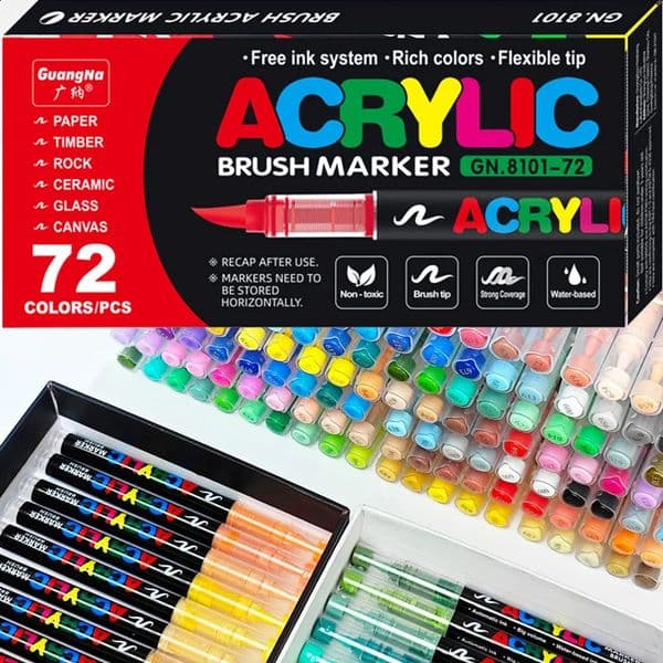 Luxury Designer Pen Wholesale 72 Colors Acrylic Pens Brush Tip Paint Markers For Rock Painting Wood Canvas Stonechristmas Gift montblanck pen DIY Crafts 240805