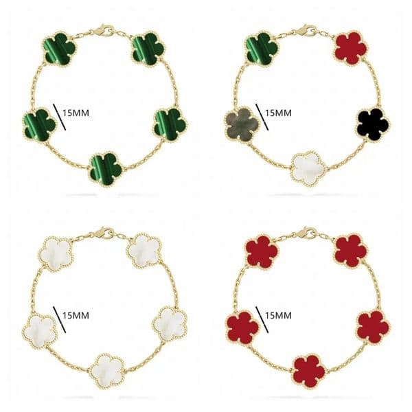 New pattern luxury clover four designer fashion charm bracelets for girls women 18K gold silver black white red green brand bracelet wedding party jewelry