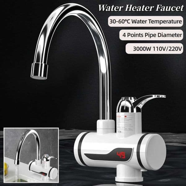 Electric Hot Cold Mixer Tap 3000W Instant Heating Faucet 360 Degree Rotation Hot Water Faucet Digital Kitchen Bathroom SuppliesXJ240806