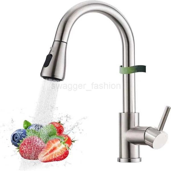 Kitchen Faucet Stainless Steel With Pull-down Nozzle Brushed Nickel High Arc Single Handle Cold And Hot Rotating Sink FaucetXJ240806