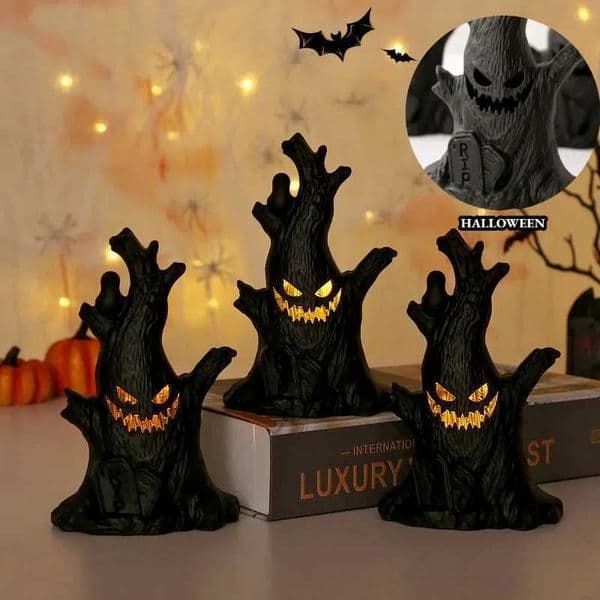 3pcs Halloween Ghost Tree Led Glow Ghost Stump Lights Horrific Atmosphere Home Holiday Decoration Party Supplies Ornaments Y240807