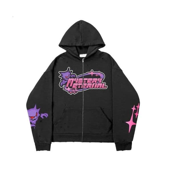 Dark Elements Anime Demon Print Hoodie Men Fall Winter Harajuku Oversized Hip Hop Casual Y2k Sweater clothes Top 240806