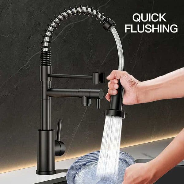 New Type 304 Stainless Steel Dual Outlet Kitchen Hot And Cold Spring Faucet Sink Vegetable Basin Rotating FaucetXJ240806