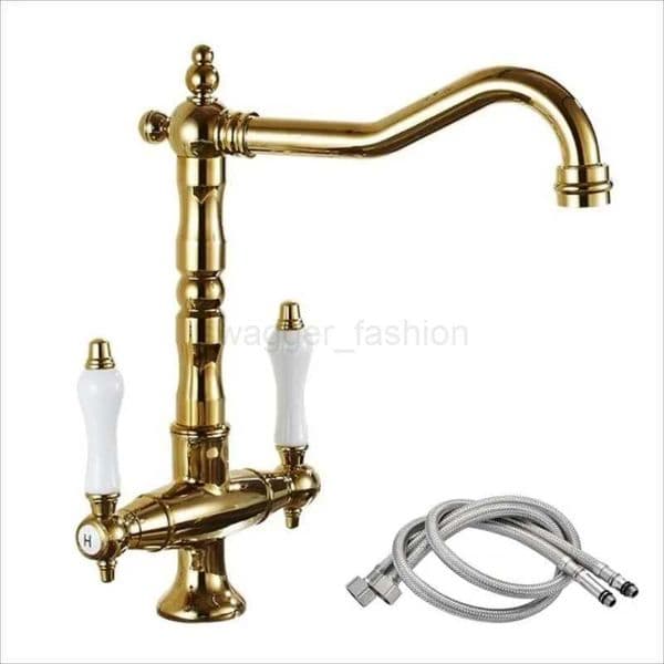 All Copper Gold Antique Washbasin Faucet Hot and Cold Toilet Basin Gold Black Water Faucet Water Faucet for Kitchen SinkXJ240806