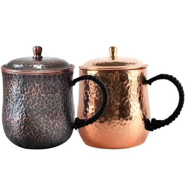 Handcrafted Pure Copper Beer Coffee Cup Milk Mug Retro Weave Handle Thickened 500 ml Water Drinking Cups Drinkware Couple GiftsM240803