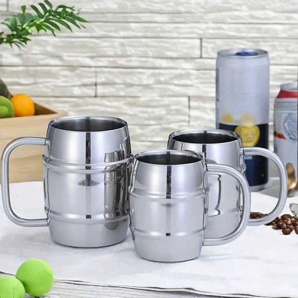 550/350ml Double Stainless Steel Beer Cup Outdoor Camping Western Coffee Cup With Handle Insulated CreativePortable Water MugM240803