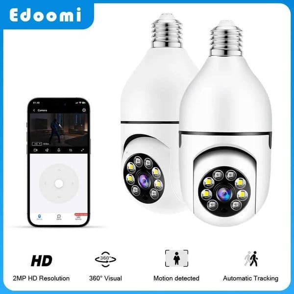2MP E27 Bulb Camera Auto Tracking Carecam WiFi Indoor Surveillance Home Security Monitor Full Color Night Vision baby monitorM240806