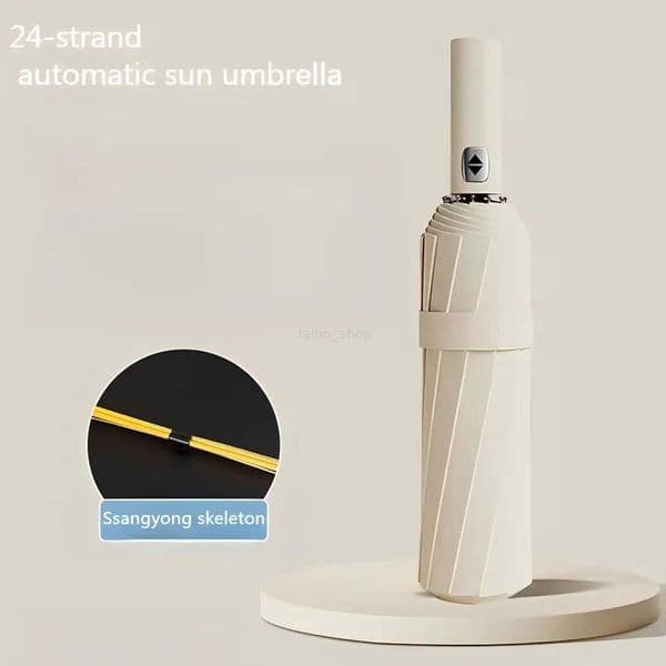12 Bone Black Glue Fully Automatic Umbrella With Thick And Durable Keel Three Fold Umbrella UV Resistant Folding Umbrella 12 BonXJ240806