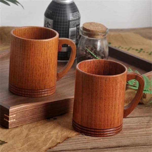 280ml Jujube Wooden Coffee Mug Cup with Handle Tea Beer Juice Milk Mug Drink Cup With Handle Coffee Beer MugM240803