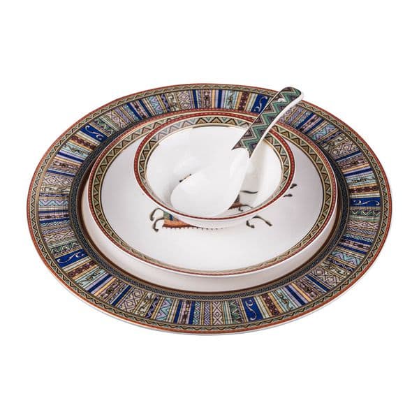 Wholesale New Hotel Ceramic Restaurant Tableware Hotel Club Plate Bowl Spoon Set Luxury Four-Piece Set Disinfection Tablewares
