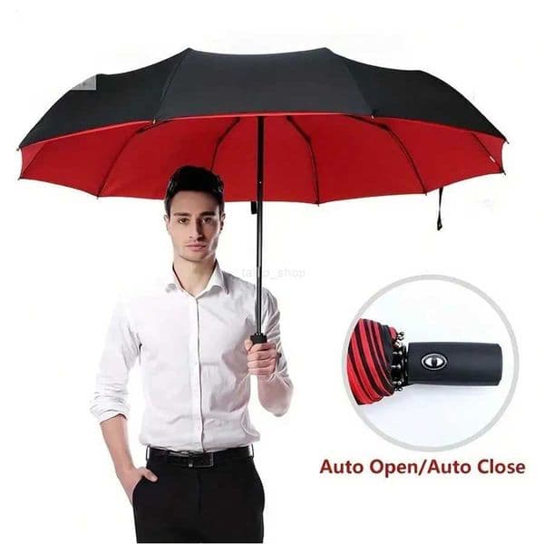 10 Bone Double-layer Three Fold Automatic Umbrella Windproof Mens And Womens Folding Plain Color Sunny UmbrellaXJ240806