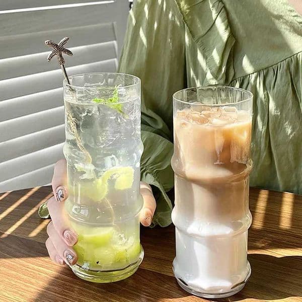 Bamboo Shaped Coffee Glass Water Mug Clear Drinking Glasses Ice Latte Cup Fruit Juice Beverage Cup Beer Glass Big CapacityM240803