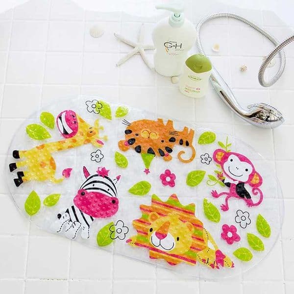 Cute Cartoon Non-Slip Bathroom Mat for Children Eco-friendly PVC Bottom with Suction Cup Shower Mat for Kids Drainage Bath MatsXJ240807