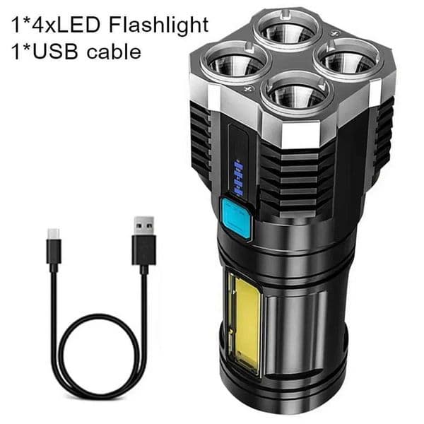 High Power Rechargeable Led Flashlights 7LED Camping Torch With Cob Side Light Lightweight Outdoor Lighting ABS Material Y240731