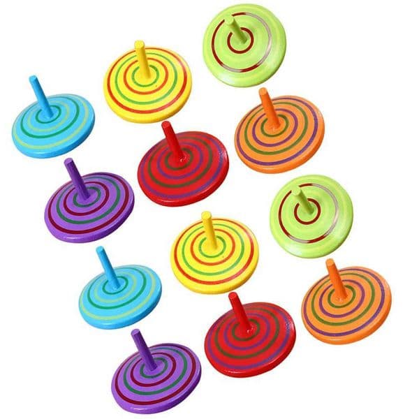Wooden Spinning Top Decompression Gyro Toys Playthings Rotating Colored Child Kids Small Baby Y240803
