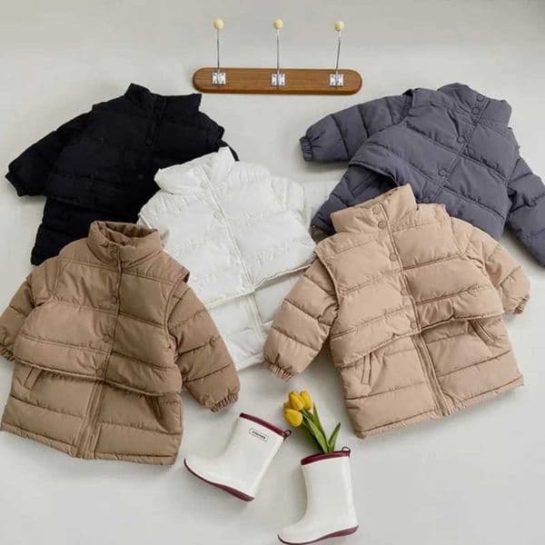 MILANCEL Winter Kids Parksa Thicken Vest And Parkas 2 Pcs Boys Long Parka Cotton Lining Girls Jacket Y240803