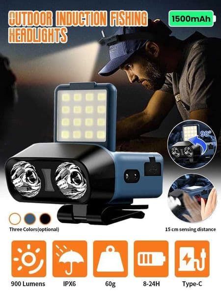 Ultra Bright LED Clip Head Torch Rechargeable Sensor Headlamp Waterproof Head Torch Flashlight Outdoor Fishing Camping LampCL240807