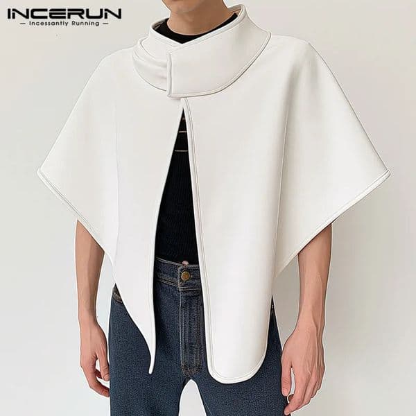 Men Irregular Cloak Coats Solid Color Turtleneck Loose Trench Men 2024 Streetwear Fashion Casual Male Ponchos Cape S-5XL INCERUN 240807