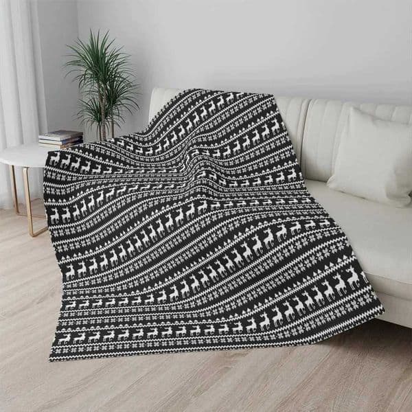 HX Christmas Blanket Black White Striped Animal Splicing 3D Printed Keep Warm Plush Quilts Flannel Blankets for Bed GiftsM240807