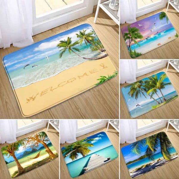 Ocean Landscape Printed Bath Mat Non Slip Rug Sea Beach Super Absorbent Bathroom Doormat Home Room Decor Doorway Entrance CarpetXJ240807