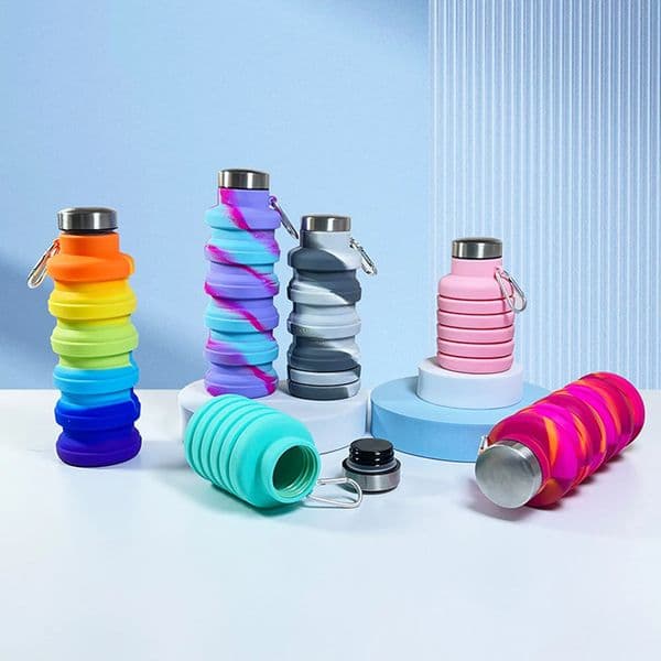 Fitness sports silicone foldable beverage cup outdoor travel climbing bicycle camouflage folding water bottle Z260202