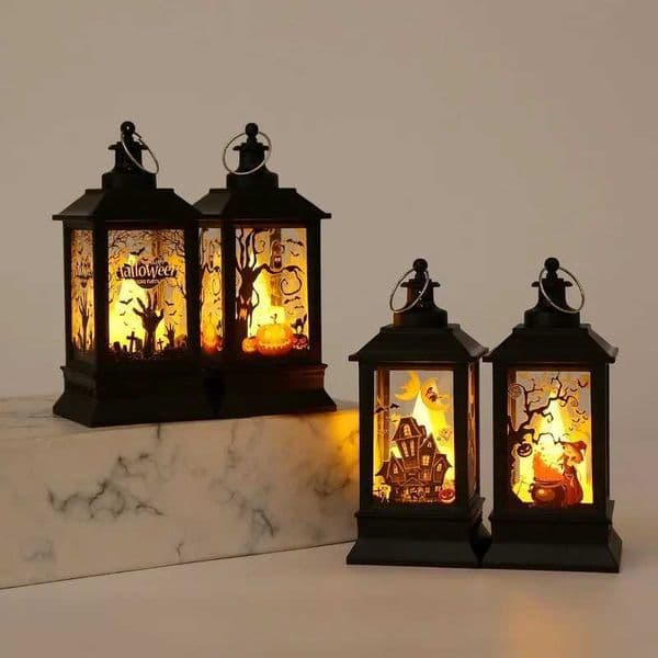 Halloween Props Childrens Portable Jack-o-lantern Retro Wind Lantern Atmosphere Scene Arrangement Ornament Witch Skull Pendant Y240807