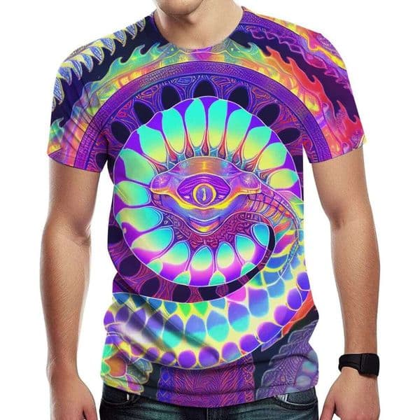 Mens T shirt Cool Graphic Snake Tie-Dye T-Shirts Psychedelic 3D Print Short Sleeve shirts tshirt graphic tee Casual tops summer clothes Short sleeve Free shipping