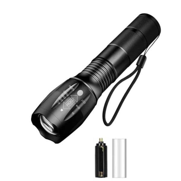 Strong Light T6 LED Flashlight Zoomable Torch 5 Lighting Modes Aluminum Alloy Outdoor Camping Light Waterproof Material Y240731
