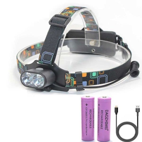 Super Bright USB Charge Headlamp 2*T6 LED Powerful Focus Head Light 3 Modes Self Defense Camp Head Lampe LED HeadlightCL240807