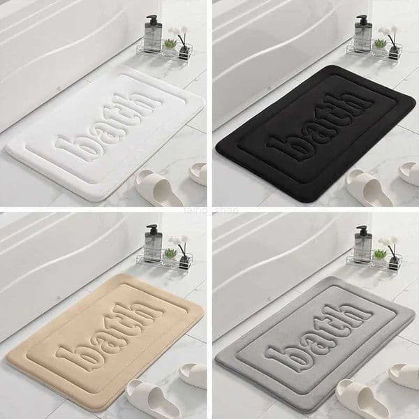 Inyahome Memory Foam Bath Mats Rugs for Bathroom Water Absorbent Floor Indoor Door Mat Outdoor Kitchen Rug Shower Carpet WhiteXJ240807