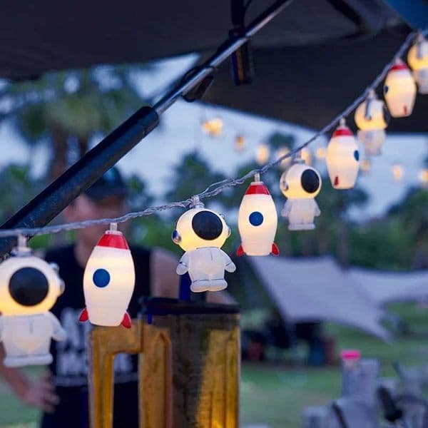 1.5m 10LED Astronaut Fairy String Light Cute Rocket Bedroom Hanging Lights Garden for Out SpaceTheme Birthday Party Favors Decor Y240807