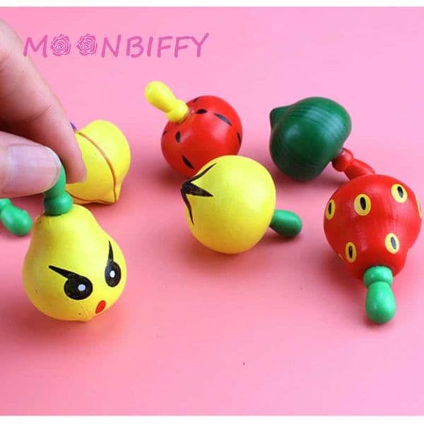 Cute Wooden Colorful Spinning Top Fruits Gyro Interesting Novelty Toys Children Kid Educational Montessori Classic Toy Y240803