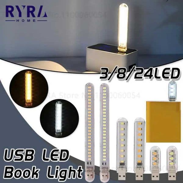 Mini Portable LED USB Lamp Book Light DC5V Ultra Bright Reading Book Lamp 3/8/24LED Nightlight For Power Bank PC Laptop Notebook Y240806