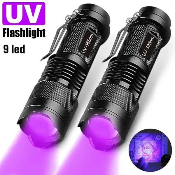 UV Flashlight Zoomable LED Ultraviolet Torch Mini Ultra Violet Lights Inspection Lamp Pet Urine Stain Detector Tools Y240731