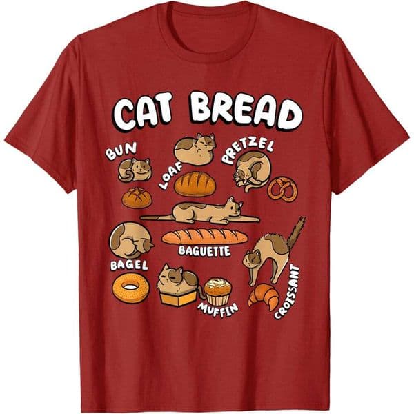 Mens T shirt Bread Foodie Kittten Pet Owner Loaf Lover Cat T-Shirt shirts tshirt graphic tee Casual tops clothes Short sleeve Free shipping