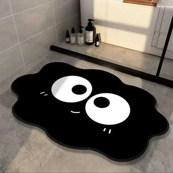 2024 Cartoon Black Carpets Anti-fall and Quick-drying Toilet Shower Rugs Bathroom Non-slip Diatom Mud Floor Mats Absorbent MatsXJ240807
