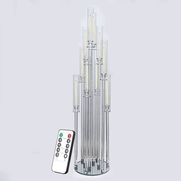 10 arm tall crystal candelabra wedding centerpieces Glass Candlestick Holders Pillar Candelabra Candle Holder Stand for Dinning Party Wedding Birthday