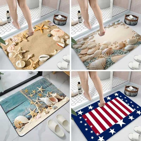 Ocean Coastal Bath Mat Non Slip Floor Entrance Carpets Super Absorbent Rug Home Indoor Living Room Bathroom Decorative DoormatsXJ240807