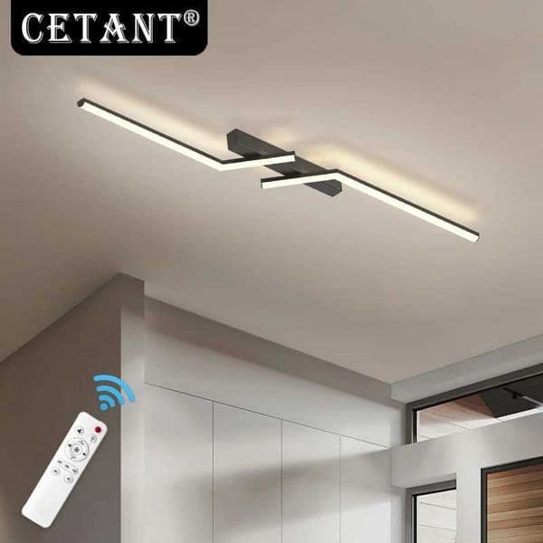 LED Ceiling Light Black Modern Home Decoration Lamp For Living Dining Room Bedroom Study Remote Controller Illumination Fixtures Y240802