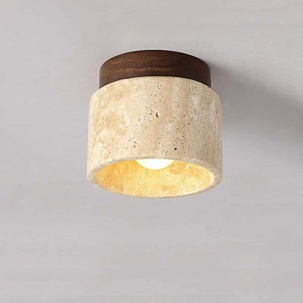 Wabi Sabi Yellow Marble Ceiling Light Lobby Entrance Corridor Balcony Restaurant Hotel Aisle Travertine Decorative Lamp Y240802 Y240807