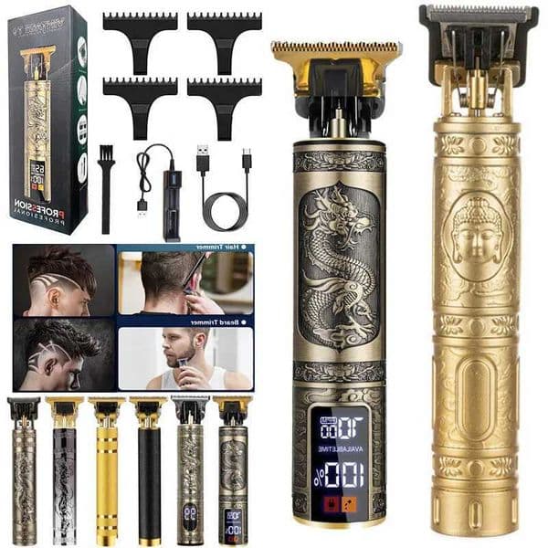 Zero Gapped Retro Wireless Edge Mens Beard Body Barber Shop Professional Electric Hair Clipper Trimmer Cutting Machine W240806
