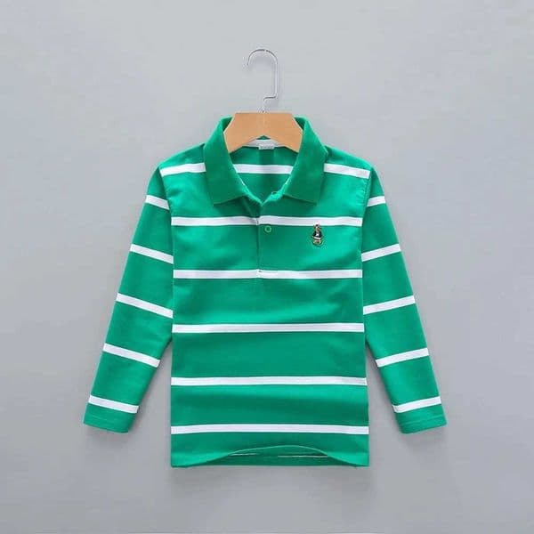 Baby boy sports polo youth cartoon embroidered cotton T-shirt youth clothing long sleeved polo shirt childrens striped top W240806