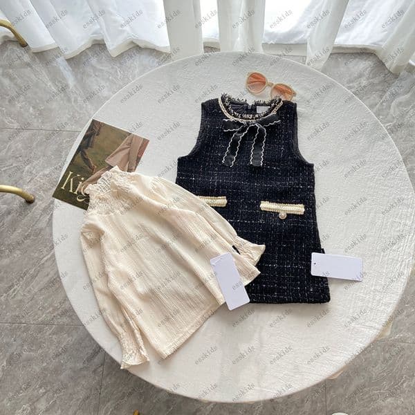 Baby Dresses Sets kids Designer Dress Toddler Long Sleeve Girls Winter 2pcs Set Designer Clothes Dress for Children Spring Outfit Clothing Skirt CXD240871F8