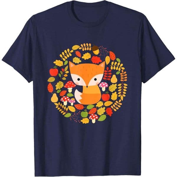 Mens T shirt Cute Fox - Woodland Animal Art Tee Shirt shirts tshirt graphic tee Casual tops clothes Short sleeve Free shipping