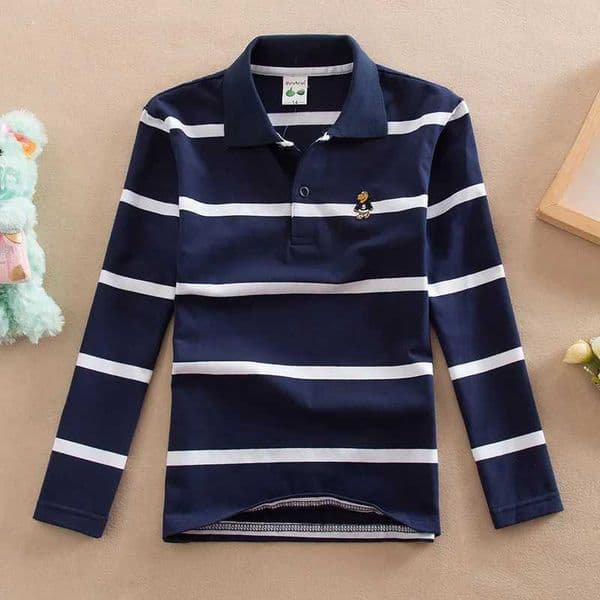 Fashionable childrens boy polo shirt childrens clothing 3-14 years old pure cotton baby boy Sprot shirt top childrens long sleeved shirt W240806