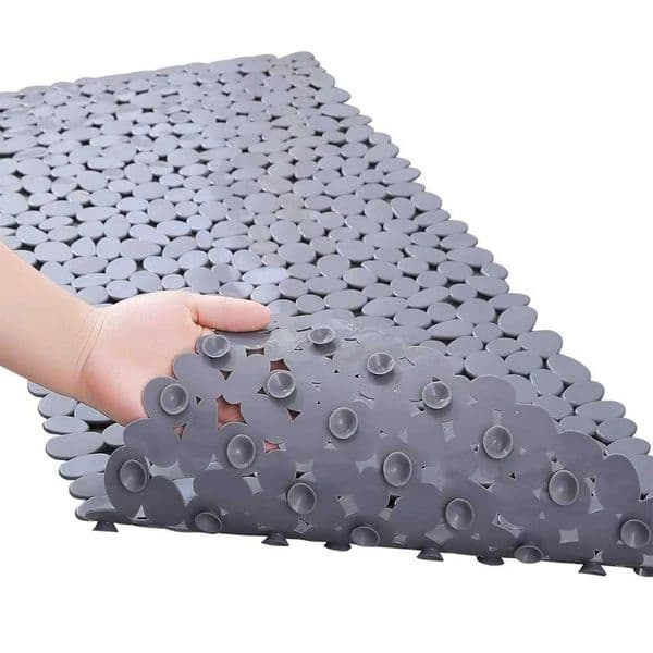 Zloog 1PC Anti-slip Bath Mat Bathroom Accessories Pebble Shaped Bathtub Shower Mat with Suction Cup Bathroom MatXJ240807