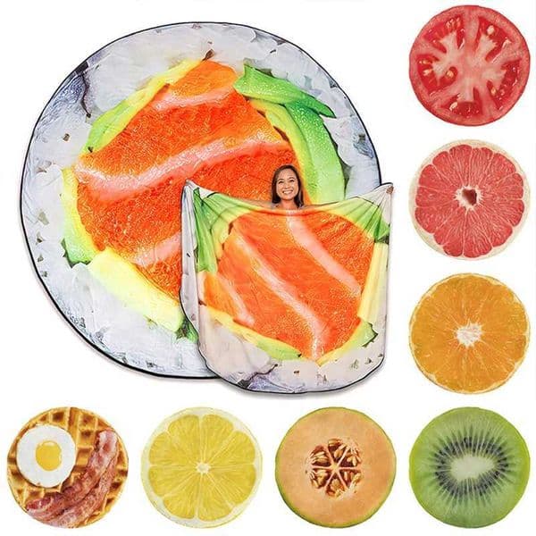 Funny Realistic Kiwi Lemon Tomato Cantaloupe Orange Blanket Green Fruits Giant Food Throw Blankets Soft Flannel Kids Adult GiftsM240807