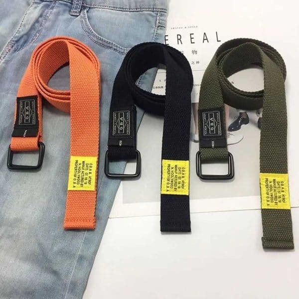 Luxury design woven belt double ring belt nylon woven belt simple canvas belt fashionable casual cargo pants belt W240807