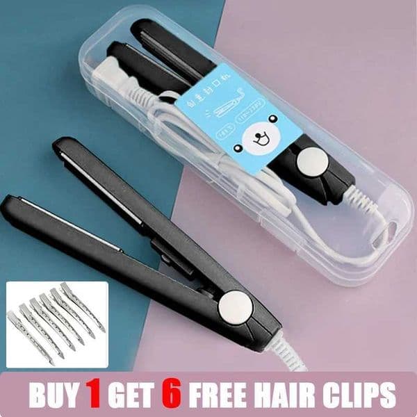 Mini Splint Flat Iron Hair Straightener Curling Wand Curly Ceramic Curler Straight Dual Purpose Hair Styling Tool WITH Hair ClipM240808